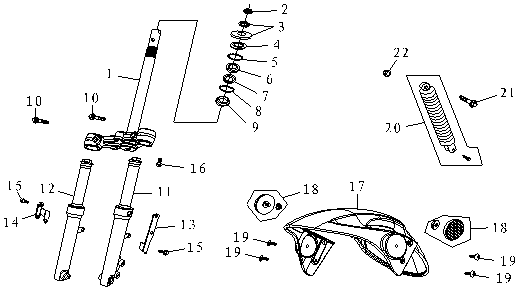 Forcella anteriore - Cuffia - Parafango anteriore China FoX grigio