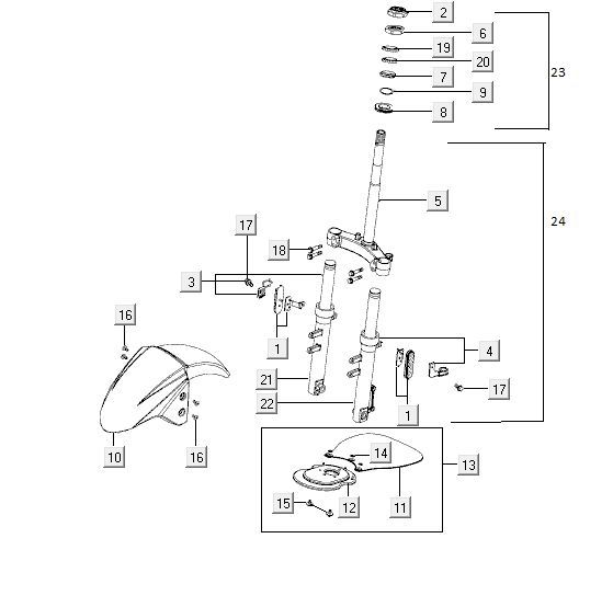 Forcella anteriore - Cuffia - Parafango anteriore Kymco Agility Fat 12' 4-stroke techno silver