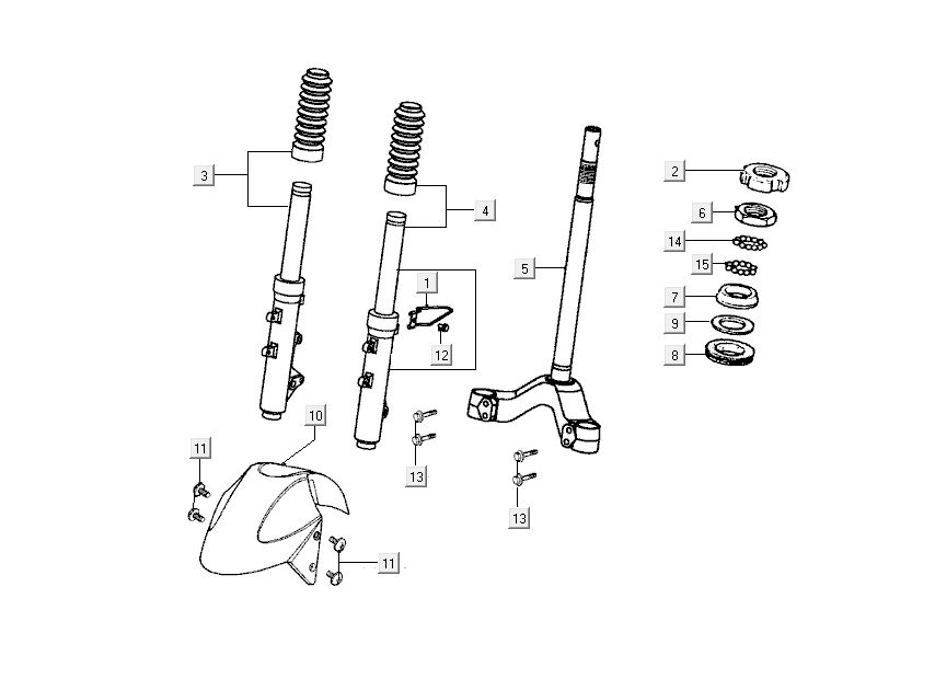Forcella anteriore - Cuffia - Parafango anteriore Kymco Grand Dink 2 tempi Titanium