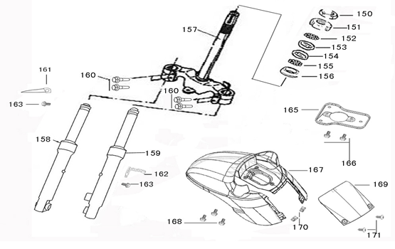 Forcella anteriore - Cuffia - Parafango anteriore Neco Lola nero rosso