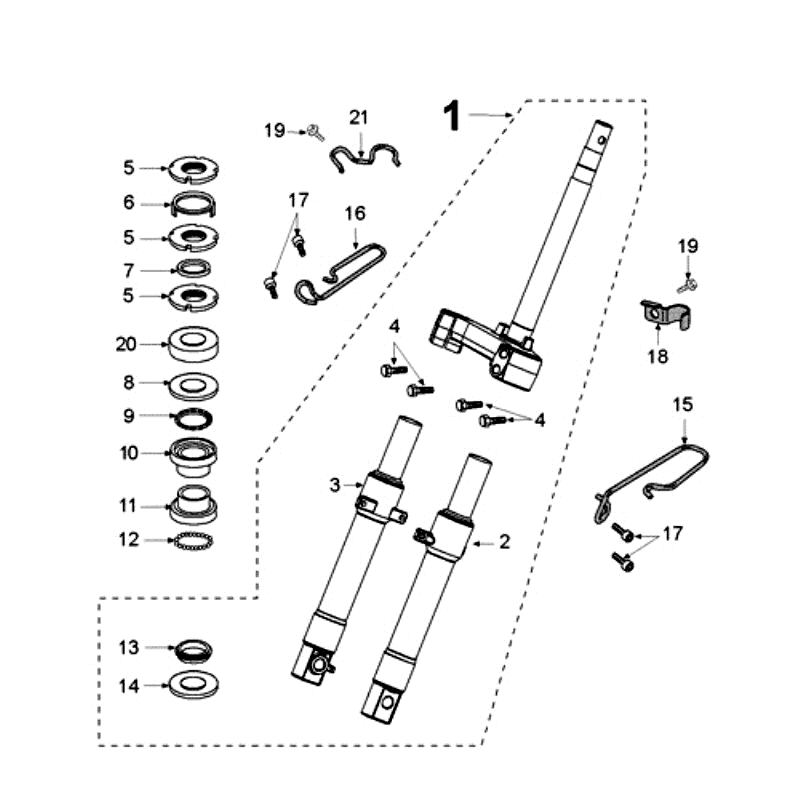Forcella anteriore - Cuffie Peugeot New Vivacity 4 tempi blu
