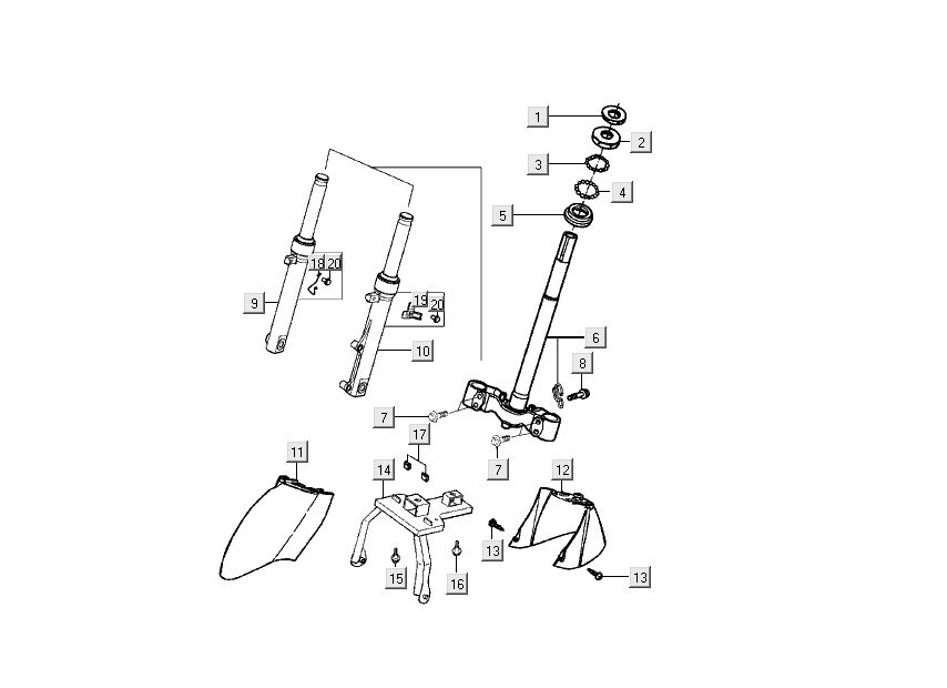 Forcella anteriore - Cuffia - Parafango anteriore Kymco Filly 4 tempi argento