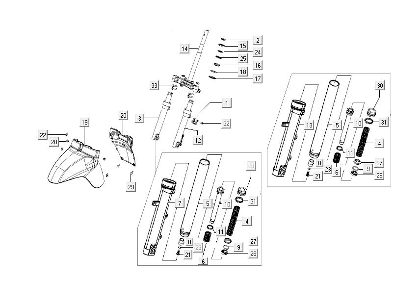 Forcella anteriore - Cuffia - Parafango anteriore Kymco Like 4 tempi blu chiaro
