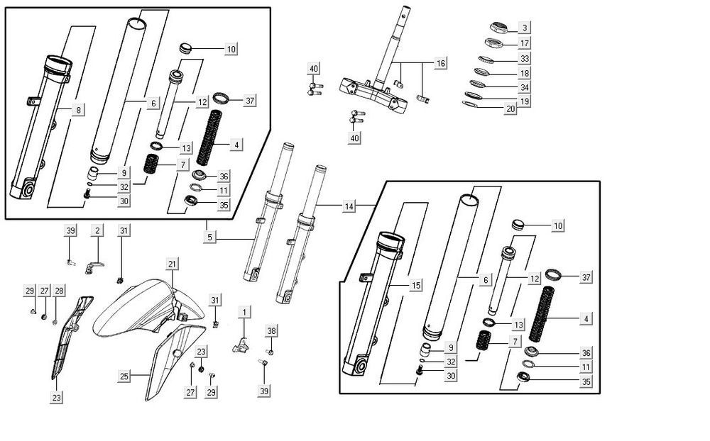 Forcella anteriore - Cuffie Agility 16+ 125 in argento metallizzato opaco