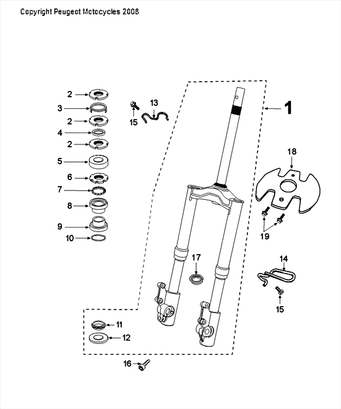 Forcella anteriore - Cuffie Peugeot Speedfight 4 50 2 tempi LC bianche