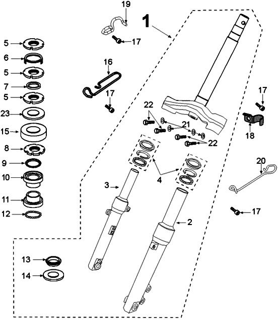 Forcella anteriore - Cuffie Peugeot Kisbee Euro 4