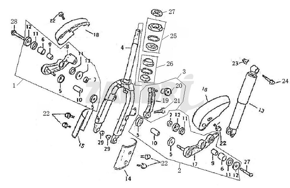 Forcella anteriore - Cuffia BTC Grande Retro GT1 crema caffè