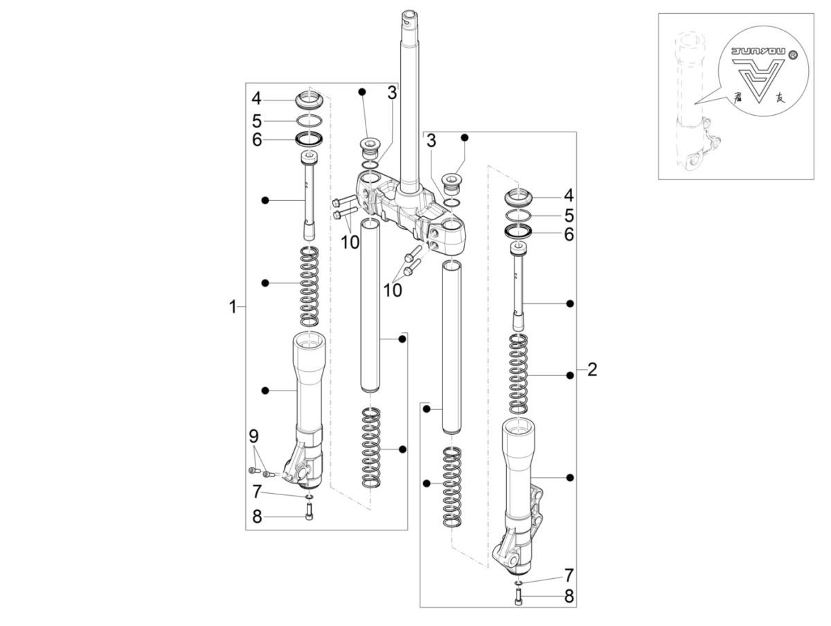 Ricambi forcella anteriore (Mingxing) Piaggio Beverly 300 IE ABS Euro 4 2016-2020