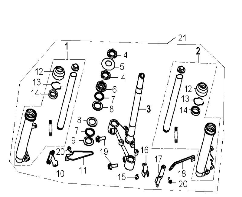 Forcella anteriore - Cuffie Generic Xor 50 2 tempi 2006 argentate