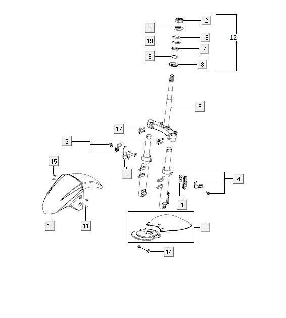 Forcella anteriore - Cuffie Kymco Agility 10' 4 tempi bianco argento