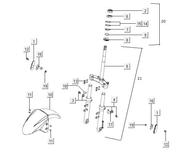 Forcella anteriore - Cuffie Kymco Agility 12