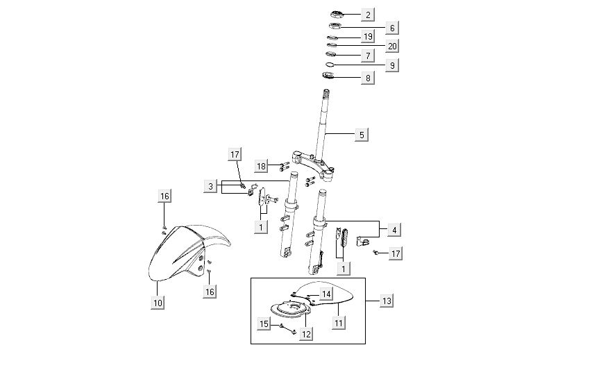 Forcella anteriore - Cuffie Kymco Carry 4 tempi nere