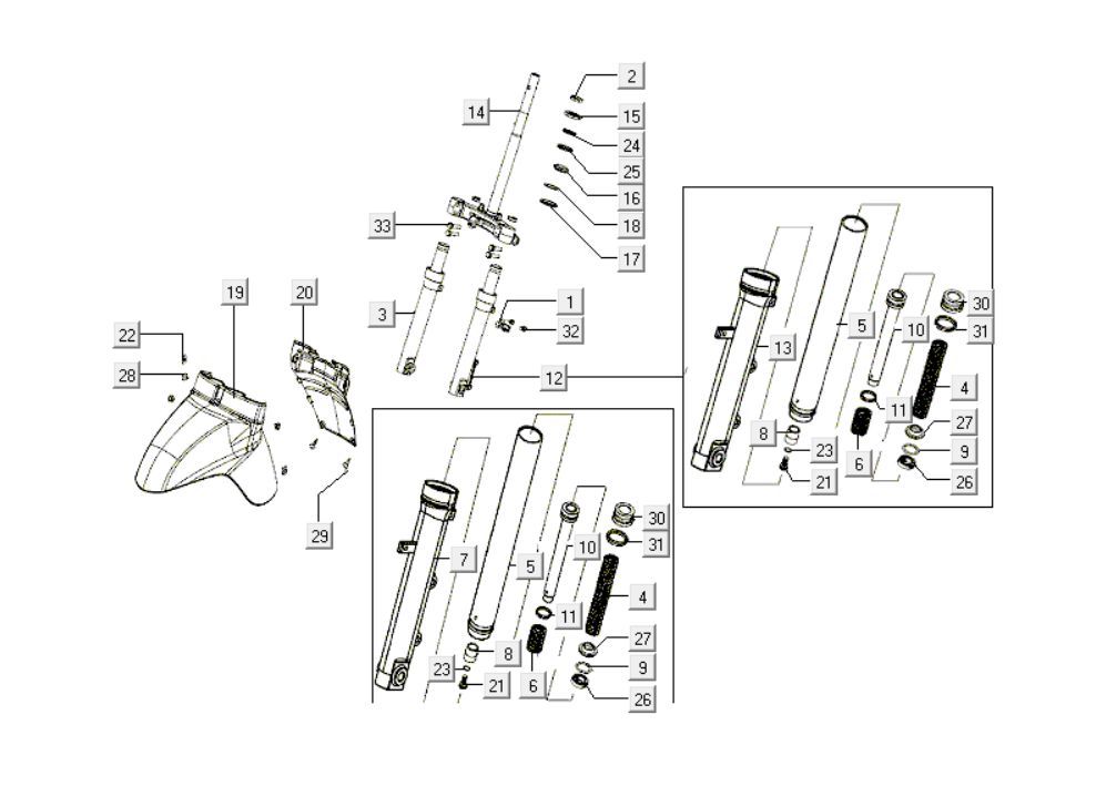 Forcella anteriore - Cuffia Kymco Like 200i bianca