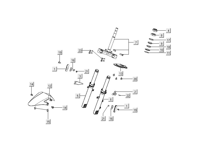 Forcella anteriore - Cuffie Kymco Super8 Street 50 4 tempi blu