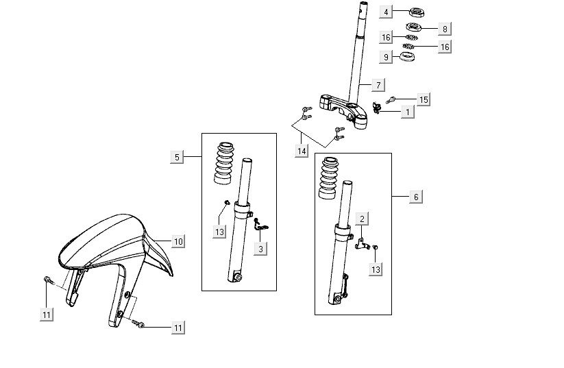 Forcella anteriore - Cuffie Kymco Vitality 50 2 tempi AC argento perlato