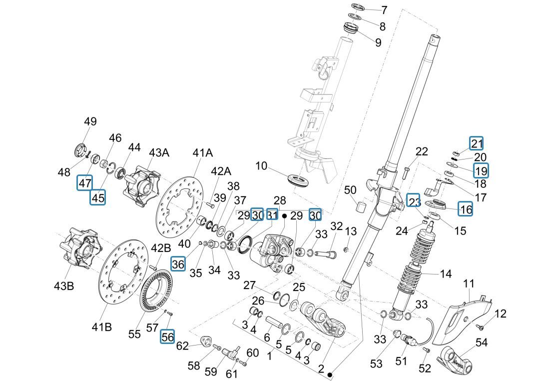 Forcella anteriore - Cuffia Vespa Sprint 125 3V IE ABS