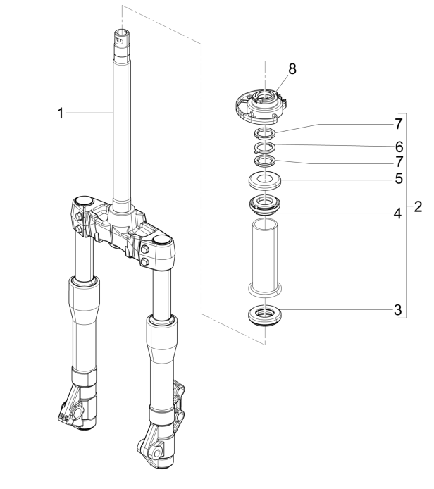 Forcella anteriore - Cuffie Piaggio Beverly 125 RST 4V Euro 3 2010-2015