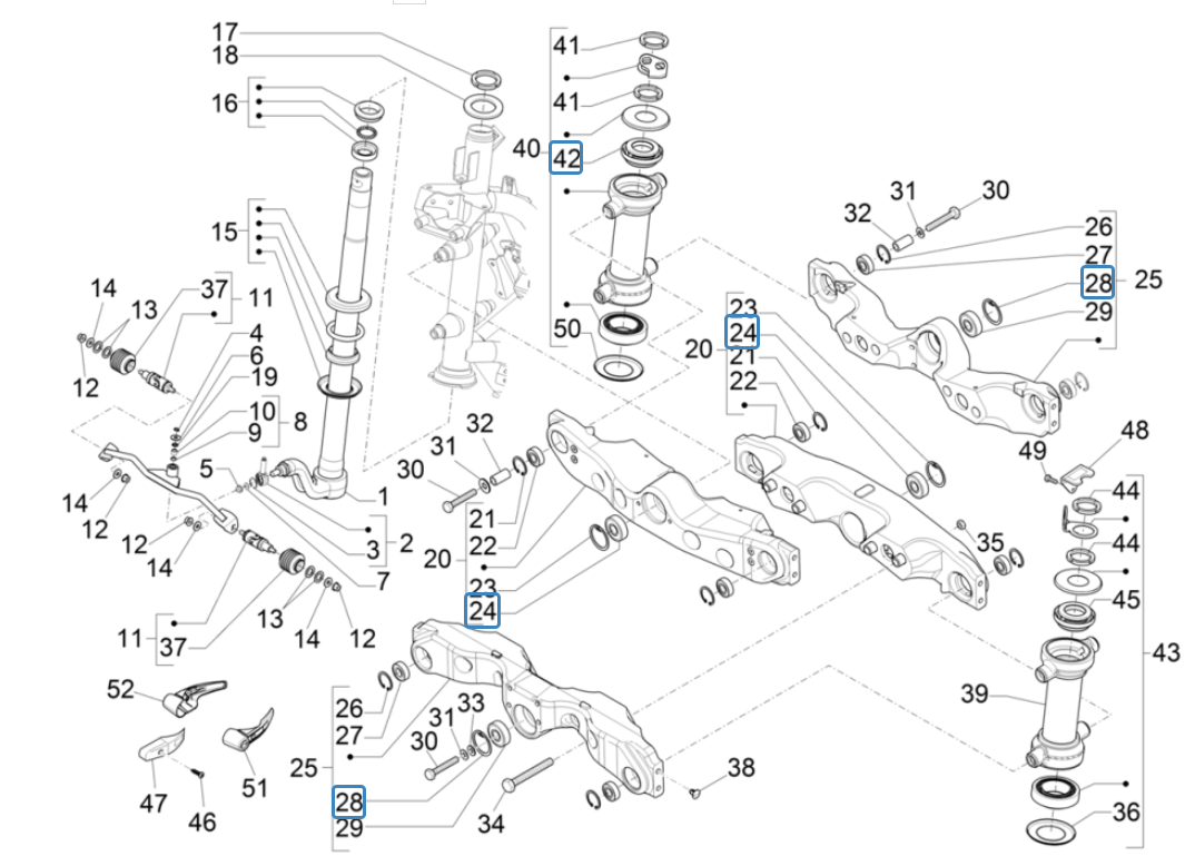 Forcella anteriore - Piaggio MP3 350 Maxi Sport ABS Euro 4 2018-2020