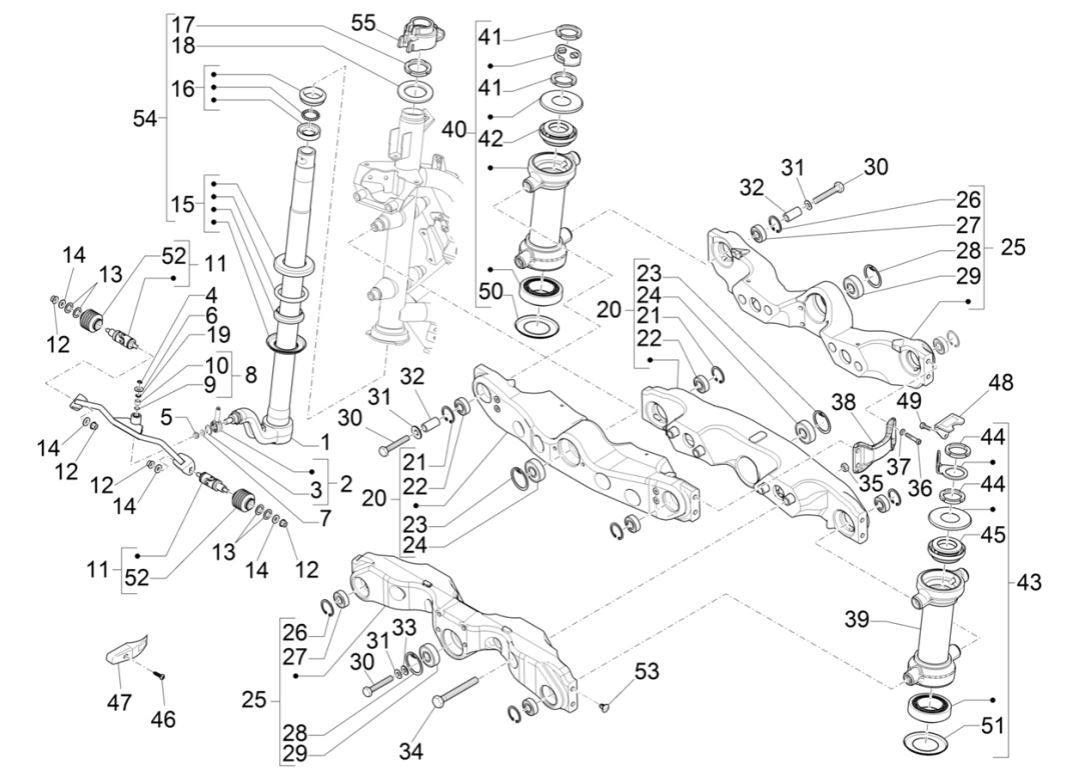 Forcella anteriore - Piaggio MP3 300 HPE/300 HPE Sport ABS Euro 5 2020-2022