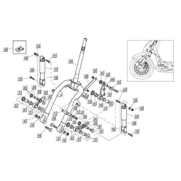 Forcella anteriore Aprilia Habana 2 tempi (motore Morini) 1999-2004