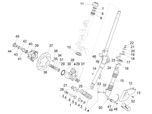 Forcella anteriore - Cuffia Vespa Sprint 50 4 tempi IGET 3V Euro 4