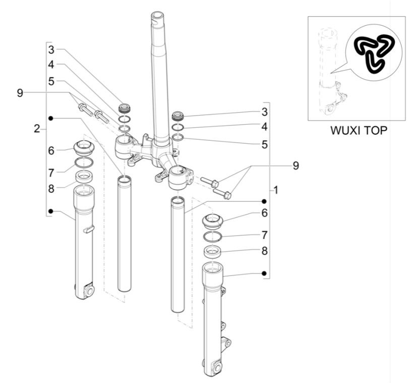 Forcella anteriore (Wuxi Top) Piaggio Liberty 125 IGET 3V ABS Euro 5