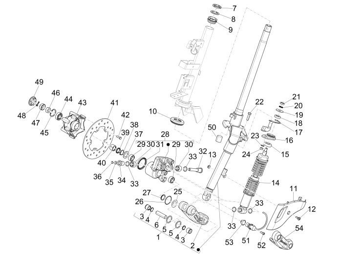 Forcella anteriore - Cuffia Vespa Sprint 50 4 tempi 4V
