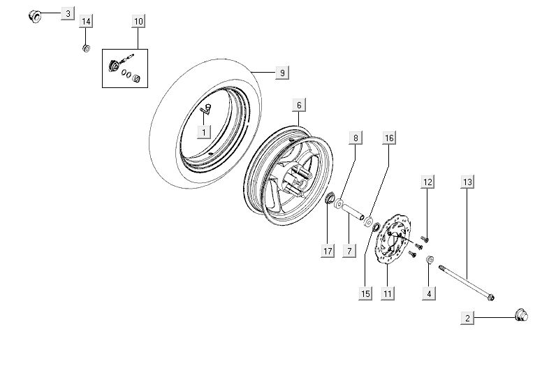 Ruota anteriore - Disco freno Kymco Agility RS 4 tempi bianco 11