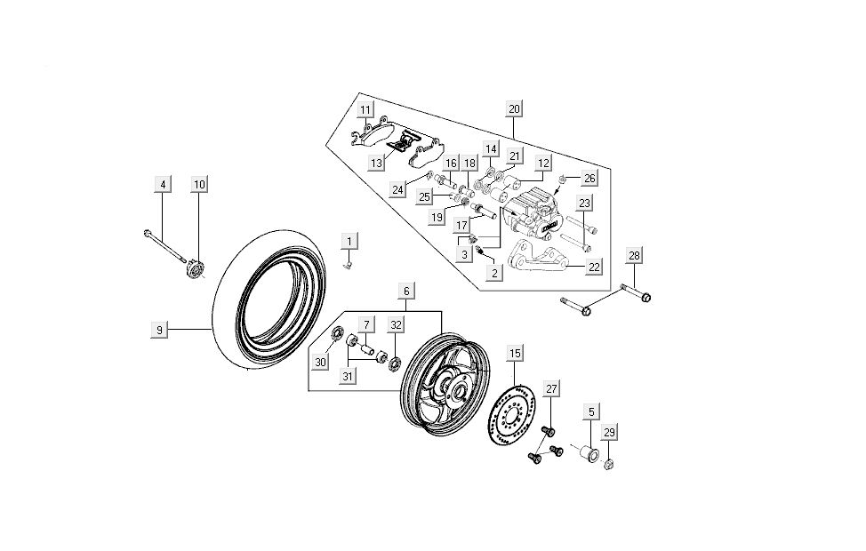 Ruota anteriore - freno Kymco New Sento 4 tempi 50i rossa