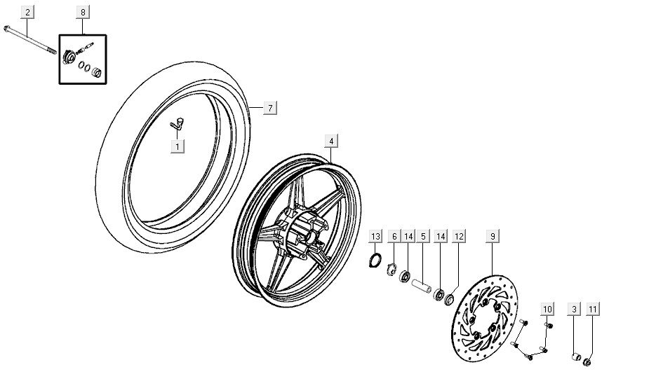Ruota anteriore - Disco freno Agility CITY 16 125