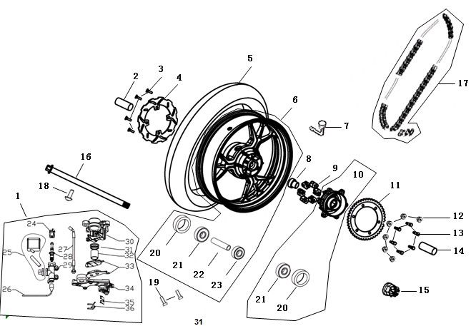 Ruota posteriore - Ganasce AGM Strada