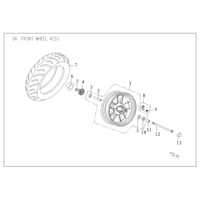Ruota anteriore AGM VX50 plus da 12