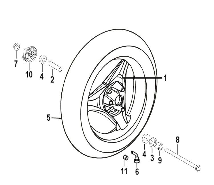 Ruota anteriore generica Xor 50 2 tempi 2009 gialla
