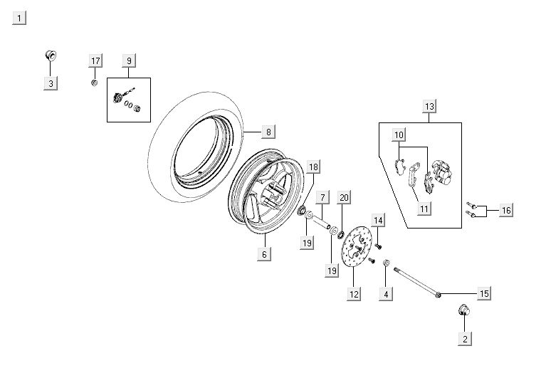 Ruota anteriore Kymco Agility 10' 4 tempi argento bianco