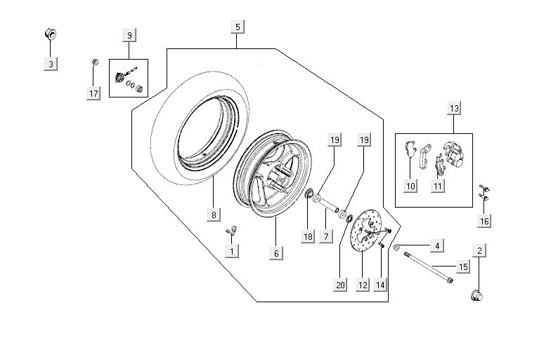 Ruota anteriore Kymco Agility 12' 4 tempi nera