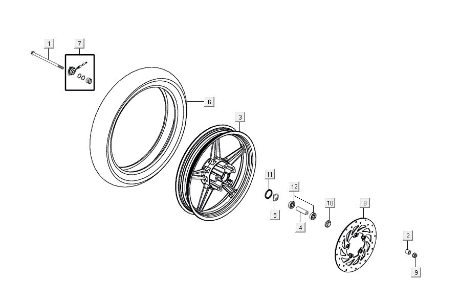 Ruota anteriore Kymco Agility 16'+ 4 tempi in argento metallizzato opaco