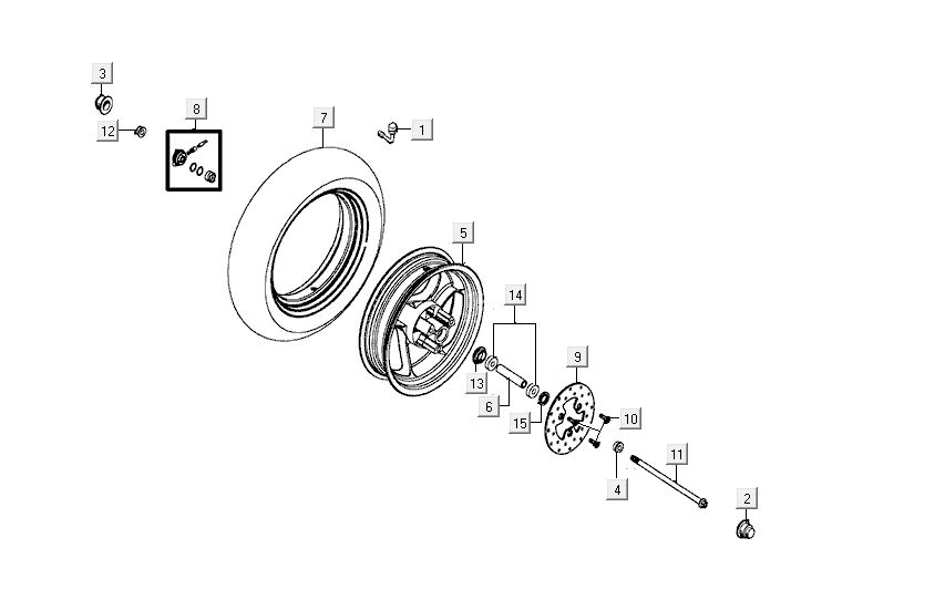 Ruota anteriore Kymco Carry 4 tempi nera