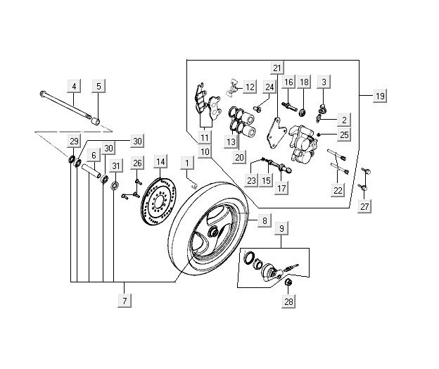 Ruota anteriore Kymco Vitality 50 2 tempi AC argento perlato