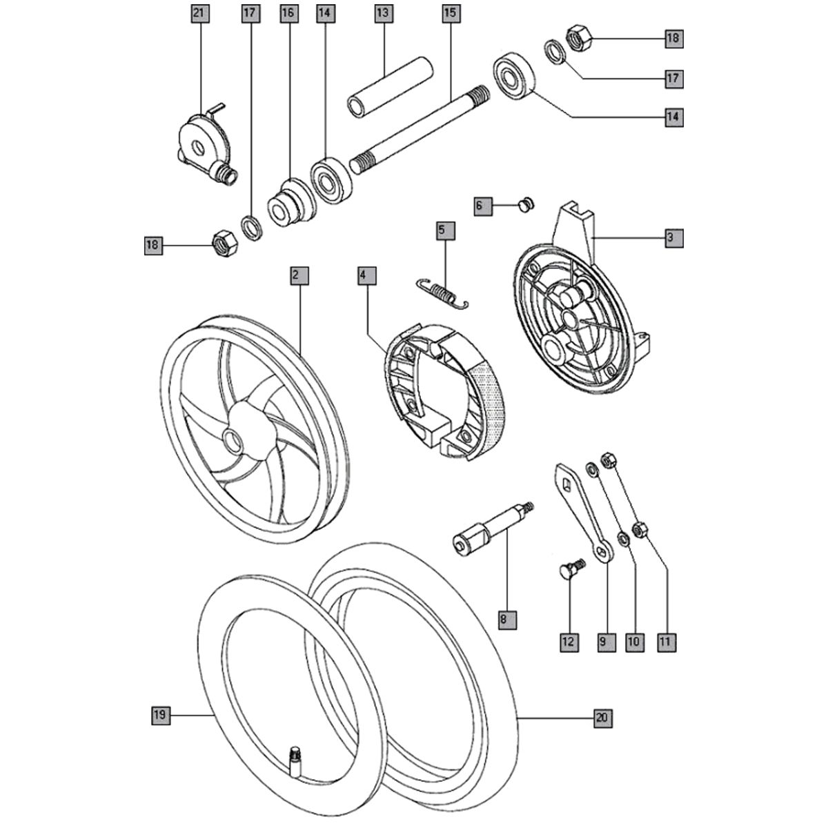 Voorwiel nieuw Tomos QUADRO E-START (25-45KMH) (K8-L0)