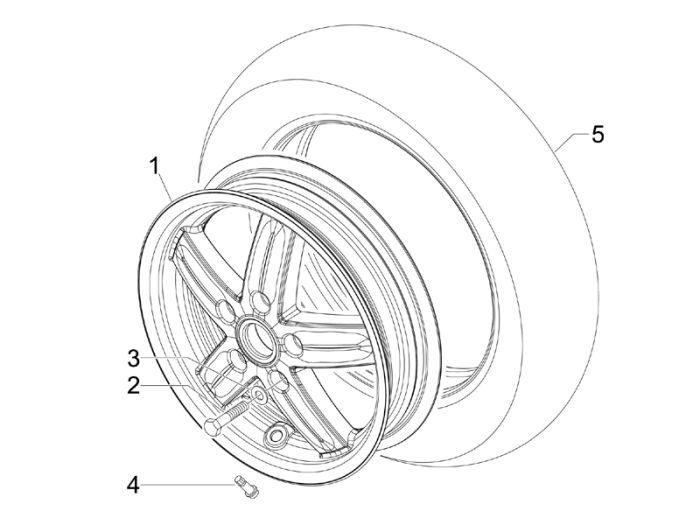 Ruota anteriore Vespa S 50 4 tempi 2V 25km/h