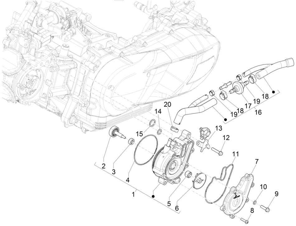 Pompa acqua Vespa GTS 125 IE ABS Euro 5 2021