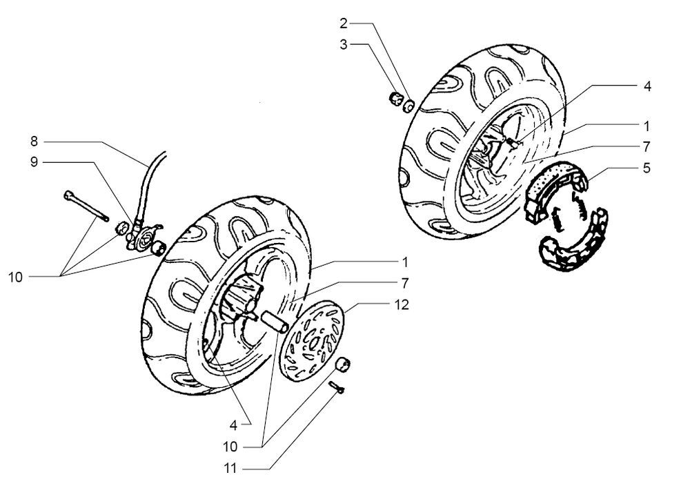 Ruota anteriore - Ruota posteriore - Disco freno - Ganasce freno Beta Ark-k 50 2 tempi AC giallo-blu