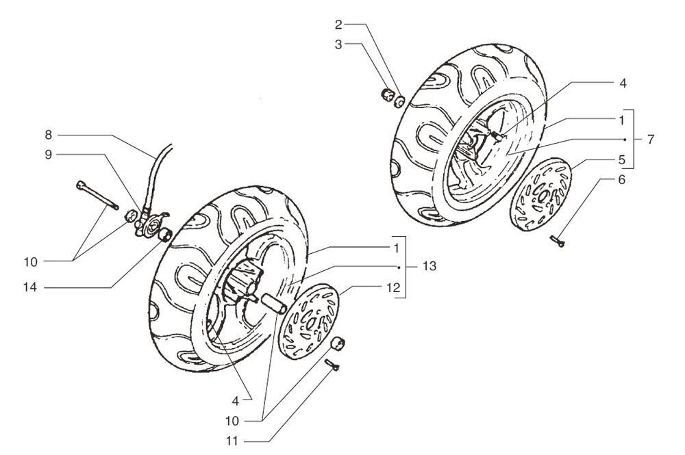 Ruota anteriore - Ruota posteriore - Disco freno Beta Ark-k 50 2 tempi LC rosso 2005