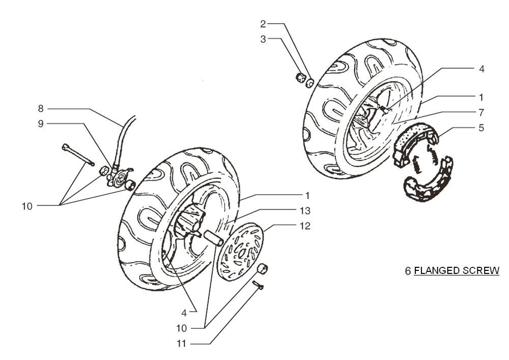 Ruota anteriore - Ruota posteriore - Disco freno - Ganasce freno Beta ARK-Tribe 50 2 tempi AC silver 2009