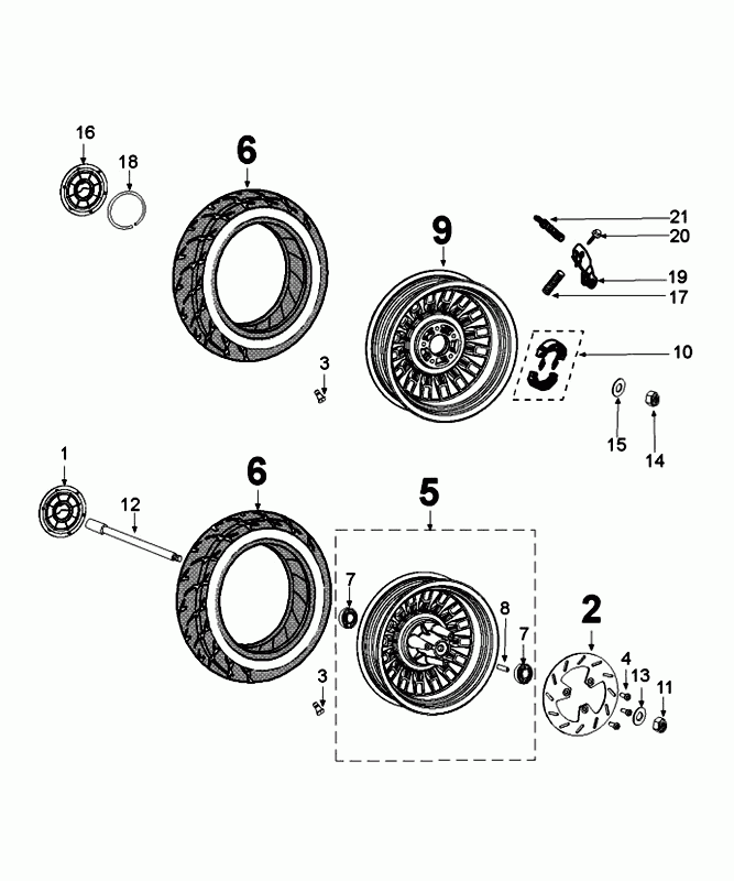Ruota anteriore - Ruota posteriore Peugeot Django flash silver