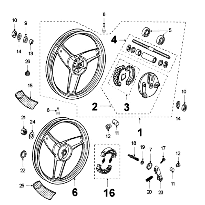 Ruota anteriore - Ruota posteriore Peugeot Fox Delivery rossa
