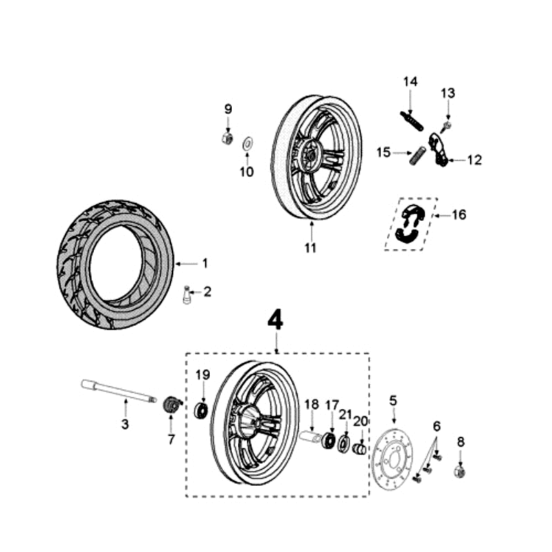 Ruota anteriore - Ruota posteriore Peugeot Kisbee rossa