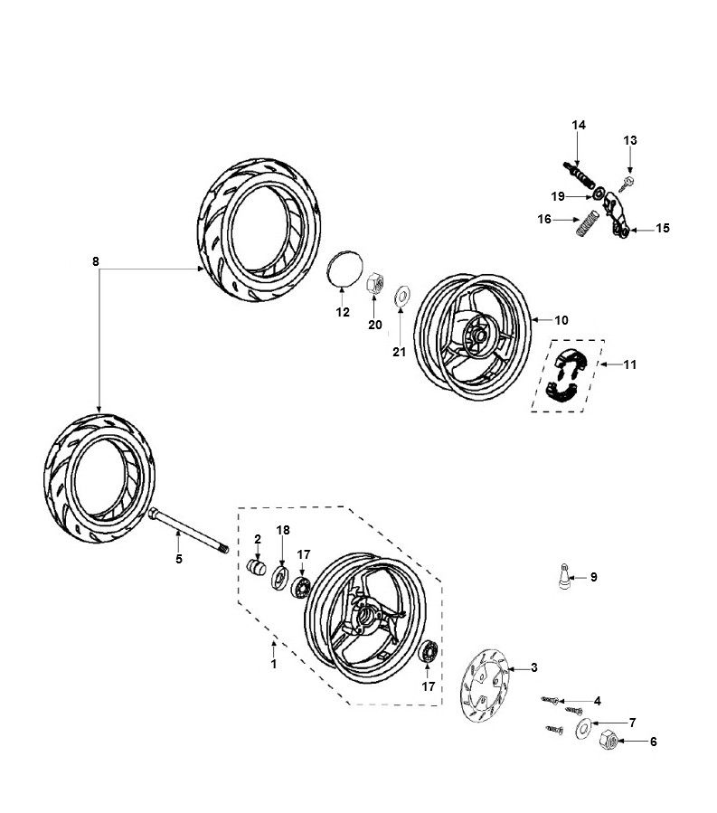 Ruota anteriore - Ruota posteriore Peugeot Vivacity 3 4 tempi