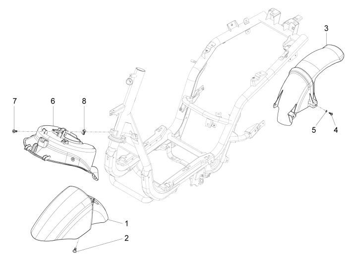 Parafango anteriore Piaggio New Fly 4 tempi 2V rosso 854a