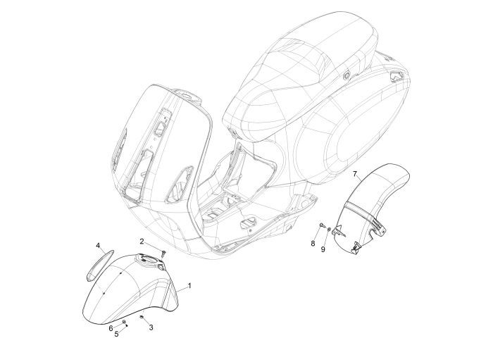 Parafango anteriore Vespa Primavera 50 4 tempi 2V fusion 544 bianco